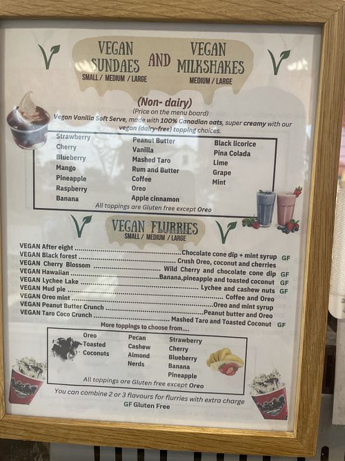 Vegan Sundaes and Milkshakes  at Sub Zero Ice Cream in Winnipeg