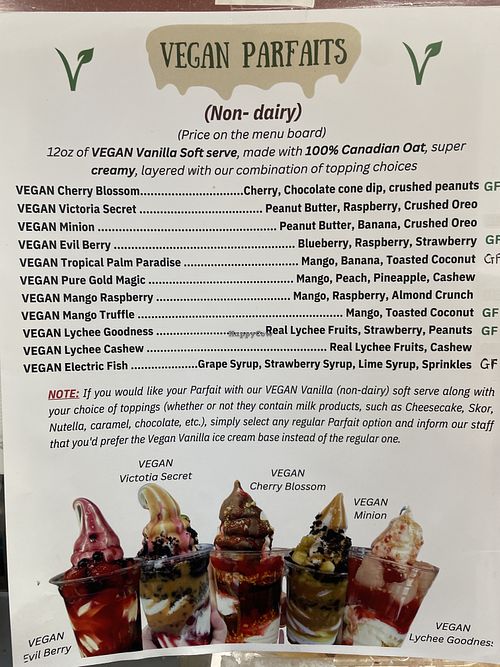 Vegan Parfaits  at Sub Zero Ice Cream in Winnipeg