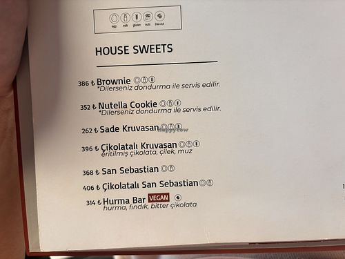 Menu  at Cremma Suadiye in Istanbul