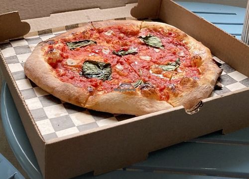 Vegan tomato pie   at Wiggle Pizza in New York