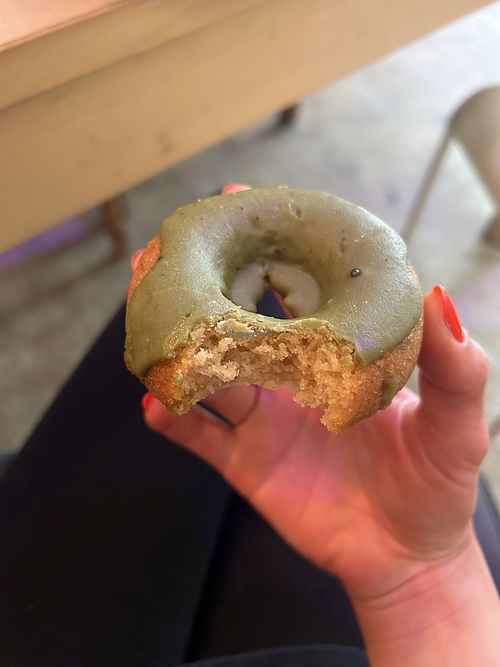 Vegan matcha donut   at Caffeine Underground in New York