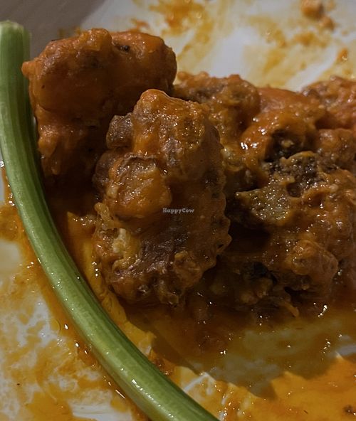 Veganized Buffalo Cauliflower (blue cheese omitted for us)  at McCarthy’s in Cambridge