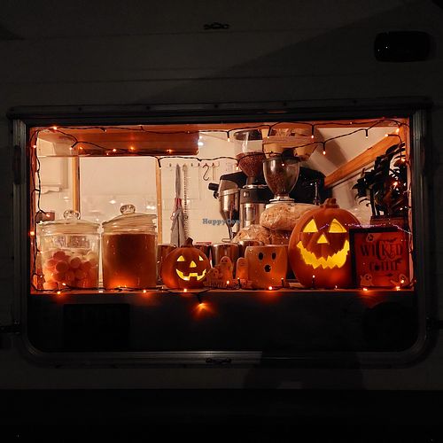 Halloween display from 2024 - Molly and Max, Elmore - awesome food, attention to detail, and good vibes. at Molly & Max Coffee Van in Elmore