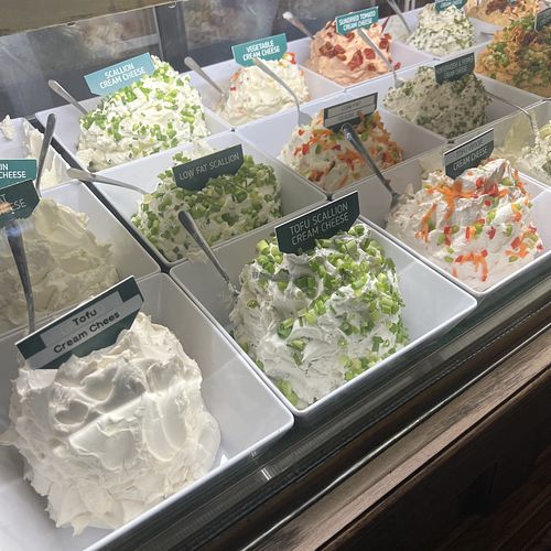 Vegan cream cheeses  at Bagel Pub - University Place in New York