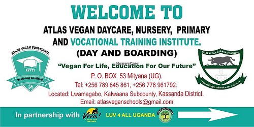 Our vegan schools logos at Atlas Vegan Community School in Buganda