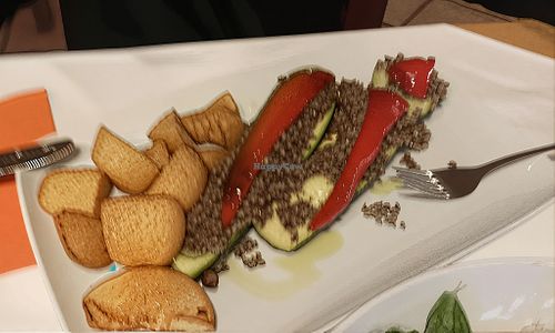 stuffed zucchini with buckwheat porridge and porcini mushrooms
baked potatoes at Hotel in športni center Kovač in Kočevje