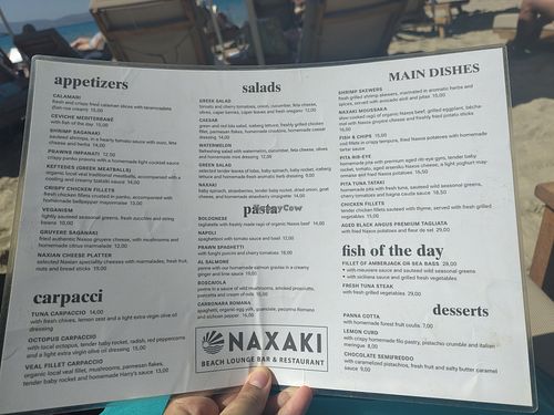 Menu at Naxaki Beach Lounge Bar & Restaurant in Naxos