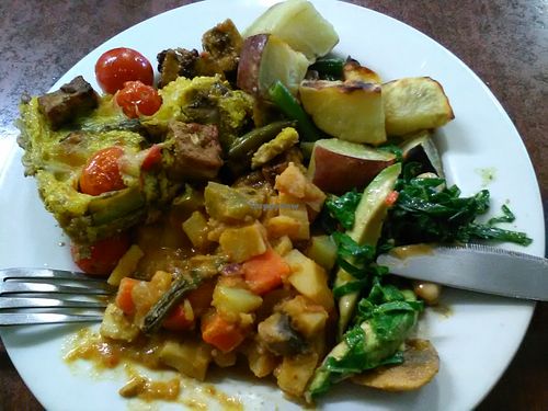 For R95 you may fill up your plate with the day's specials.  at Fruits and Roots in Johannesburg