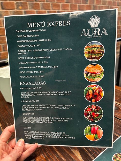 Aura Gastro Experiencias menu, separate from the bakery in the same storefront. at Aura Gastro Experiencias in Puebla