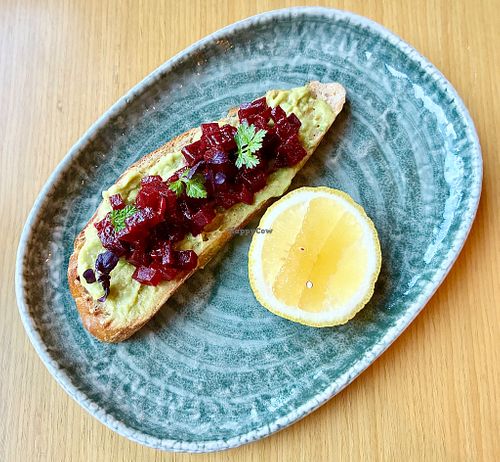 Avocado and beetroot tartine  at Alizeé Restaurant in Dubai