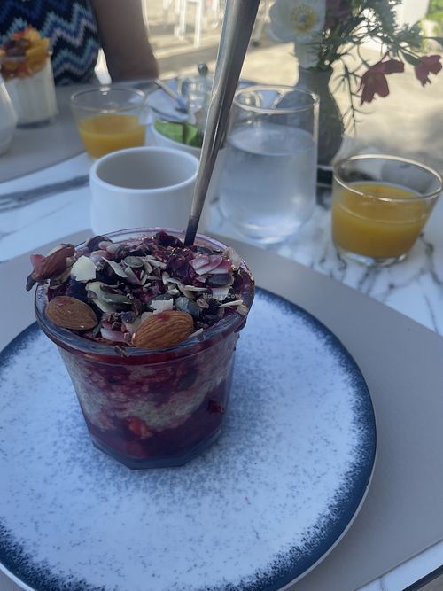 Vegan overnight Chiapudding with organic coconut milk  at Villa K Corfu in Corfu