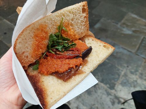 Number 18 with spicy sauce 7.50 eur at II Bocconcino in Toscana