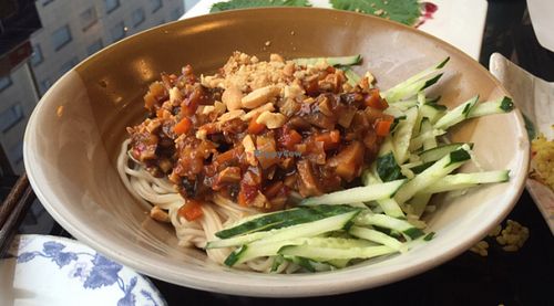 yummy noodle dish! at XiangJi Ge Vegetarian in Shanghai