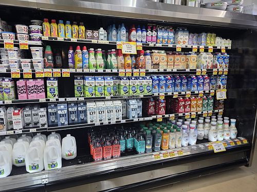Plant based milks at HarvesTime Foods in Chicago