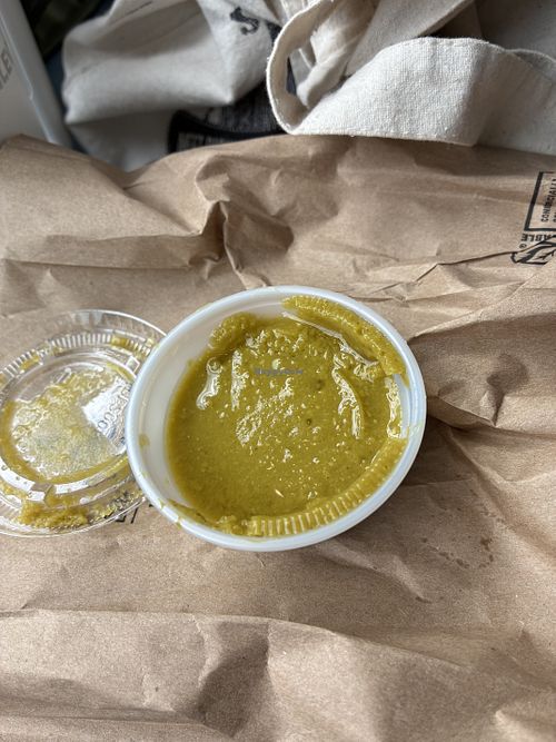 Looks a little gross but so good! Pretty spicy with some good heat.   at Marfa Burritos in Marfa