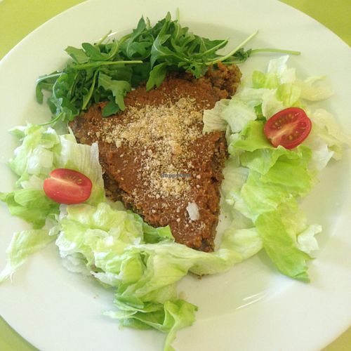 Raw vegan pizza slice - definitely no food styling at Puro Bistro in Prague