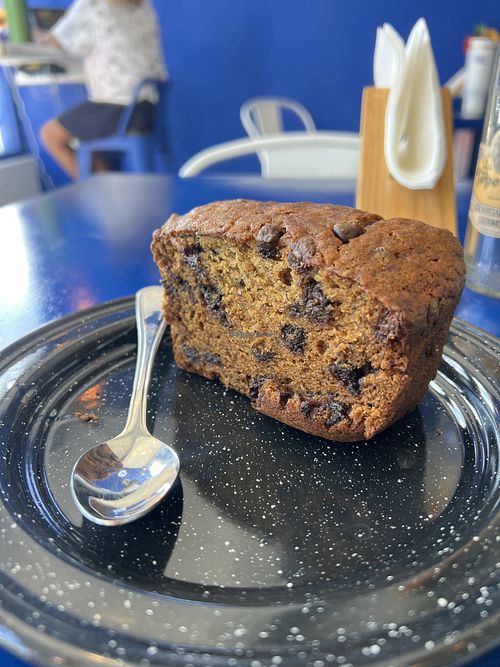 Vegan chocolate chip banana breadd  at Ola Bendita  in Cabo San Lucas