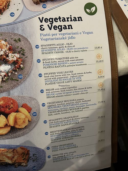 Separate vegetarian and vegan menuu  at Romeo Restaurant in Rodos