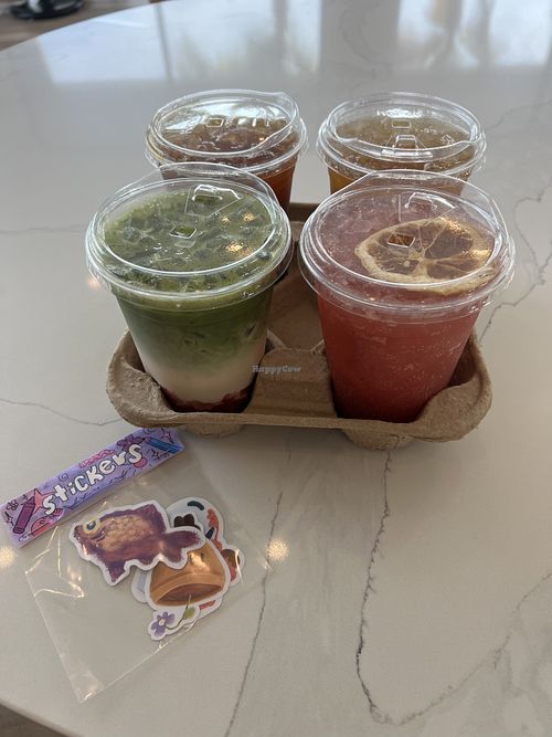 Oat strawberry matcha and strawberry refresher   at Coffee Star Signature in Cabo San Lucas