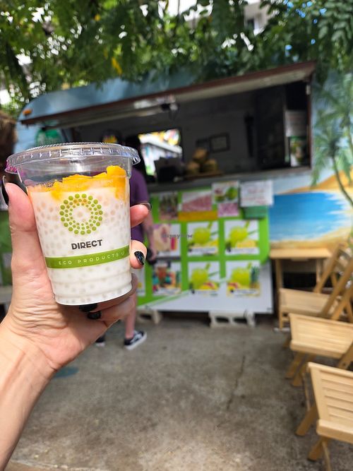 Tapioca cup with coconut milk and mango at Aloha Sugarcane Juice in Honolulu