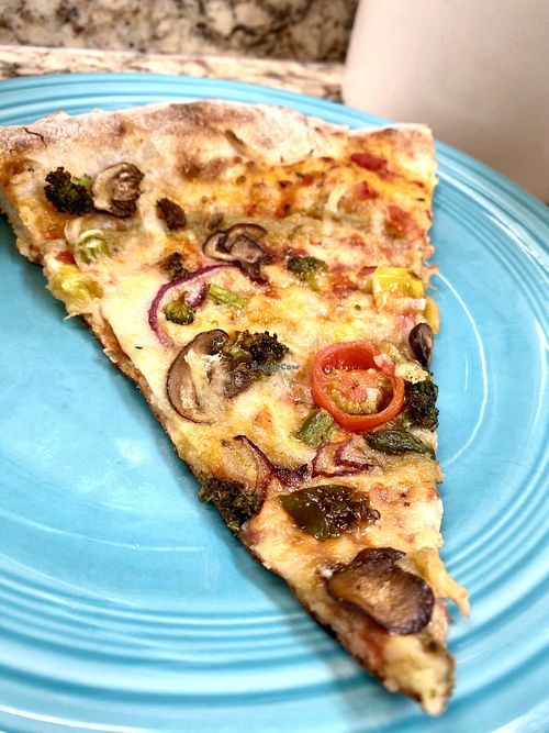 A slice of Vegan Veg  at Wowee Zowee Pizza in Tustin