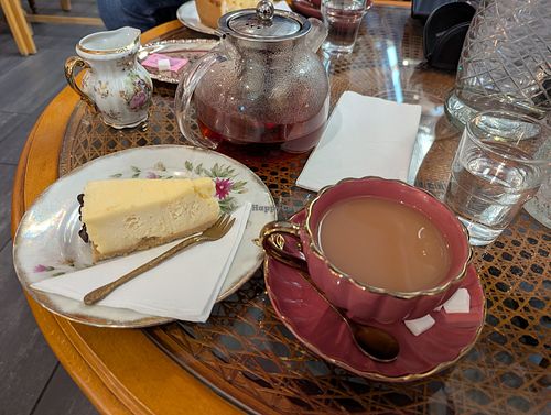 Vegan cheesecake and oat milk for drinks at Freya Café in Rangárþing Eystra