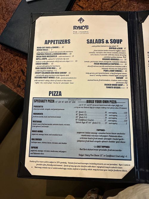 Tomato Busque, chips & dip, salads, pizza w daiya cheesee  at Ryno's in Basalt