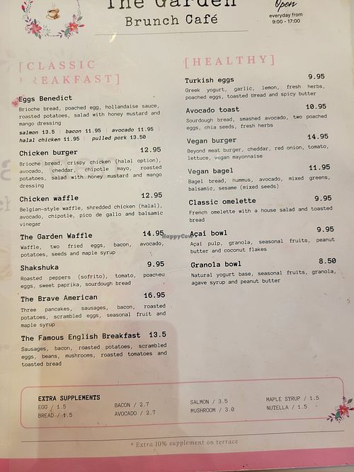 Vegan burger and vegan bagel listed on the menu. We did not ask but other options look like they could be modified to be vegan. at The Garden Brunch Café in Catalunya