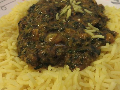 # 418: Palak Tarka (spinach, onions, garlic, tomatoes, coriander/cilantro, Indian spices) at Pizzeria-Restaurant Punjab in Saarbrucken