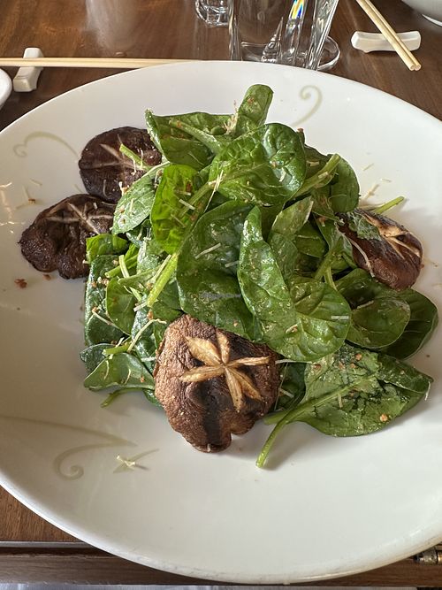 Spinach salad with mushroom  at Matsuhisa in Vail