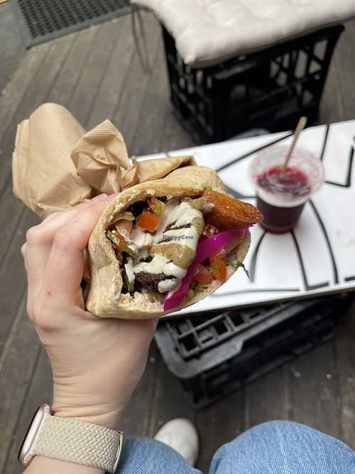Ultimate pita with hibiscus tea  at Ta'ameya in Brisbane