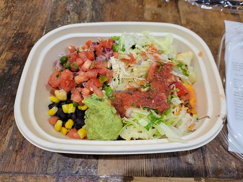 Veggie bowl with vegan grilled chicken at El Jefe's Taqueria - Symphony in Boston