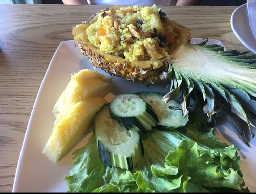 pineapple fried rice a la vegan at Happy Elephant Vegan in Long Beach