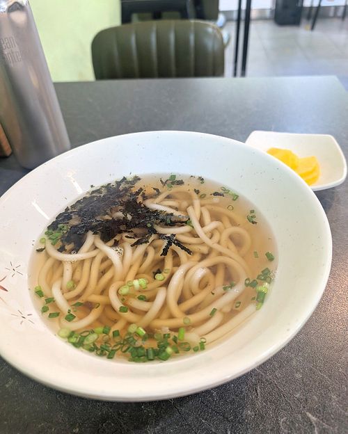 Vegan udon noodle soup at Masnabunsig - 맛나분식 in Gwangju