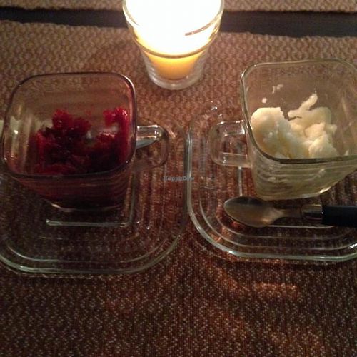 blackberry, and orange and wasabi sorbets at Origami Organic and Oriental in Antigua