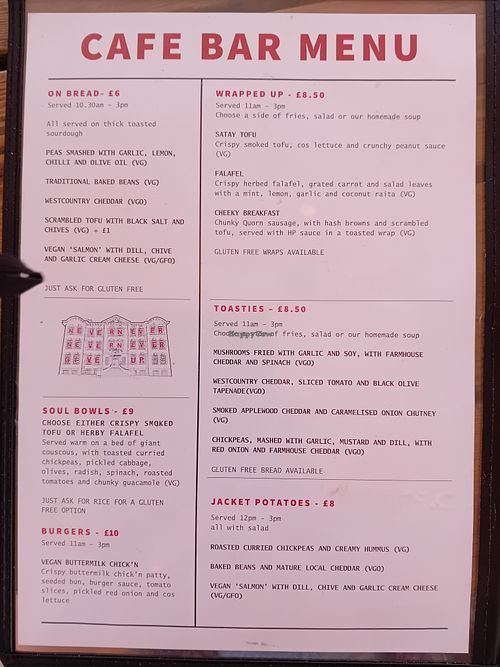 Menu July 2026 at Phoenix Cafe Bar in Exeter
