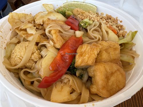Pad Thai - made vegan on request, with tofu and extra vegetables   at Noodle & Rice in Airlie Beach