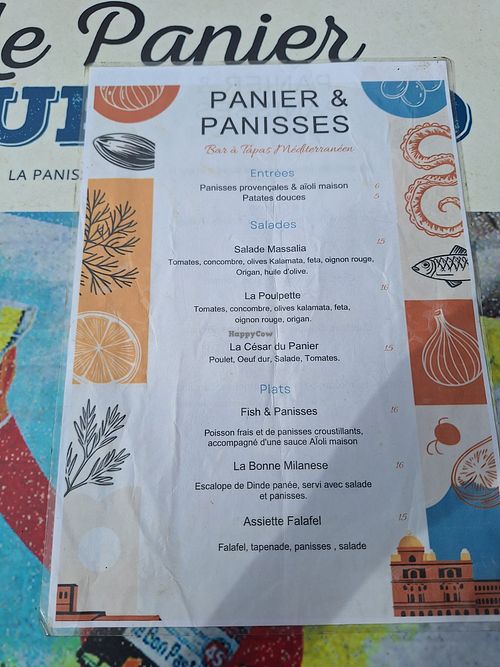 Menu at Panier & Panisses in Provence-alpes-côte D'azur