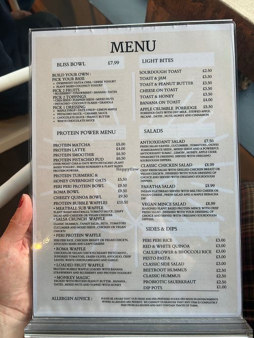 Menu at FUZION FOOD & MOOD in England
