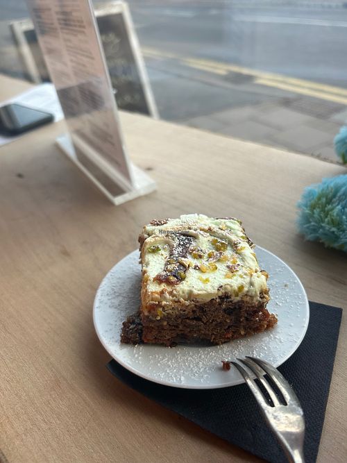 Carrot cake at FUZION FOOD & MOOD in England
