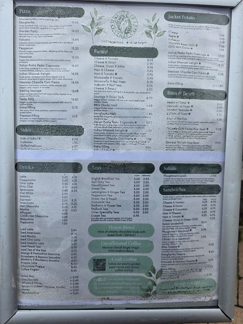 Menu at Gardener's Cottage Café in England