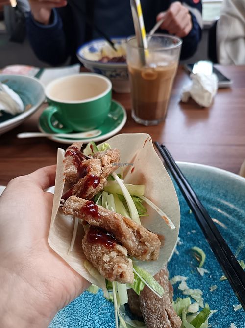 Wrapped with the pancake! (They got 6 pancakes in total) at Dragon Oriental Restaurant in Manchester