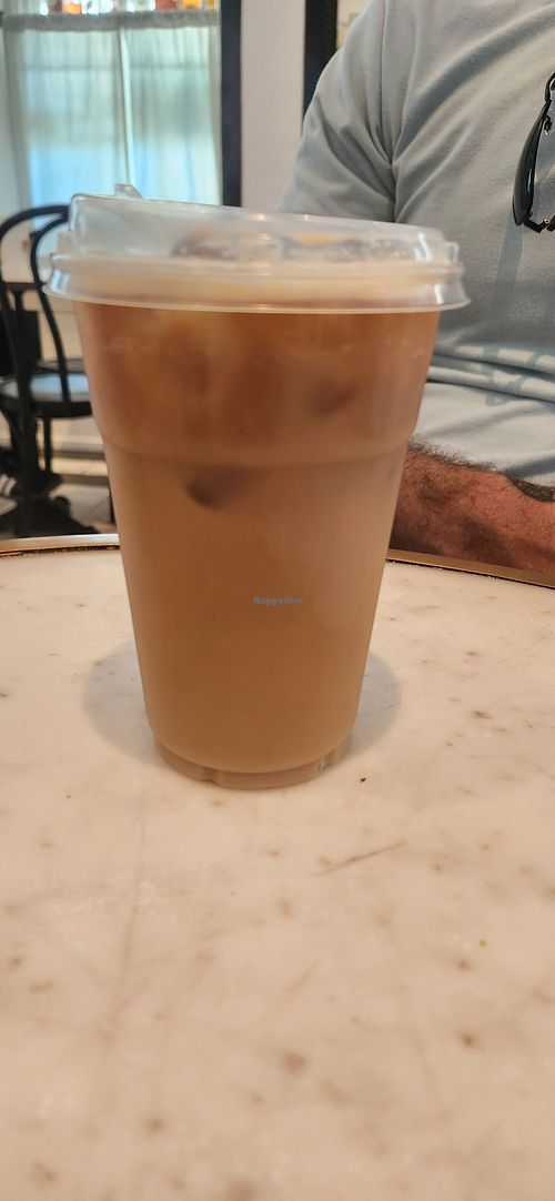 Iced coffee with oat milk at Tommy's Folly Café in Cape May
