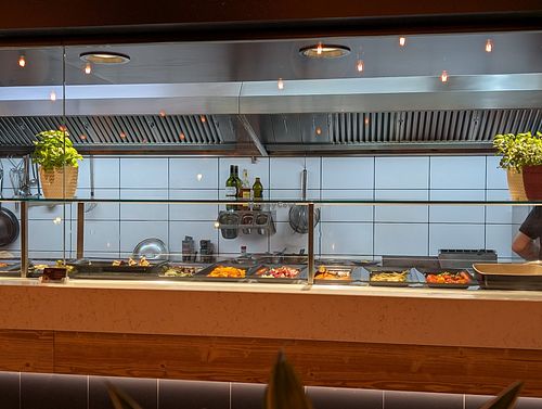 Open kitchen, only vegetables as Antipasti at Restaurant Buongiorno St. Peter Ording in Schleswig-holstein