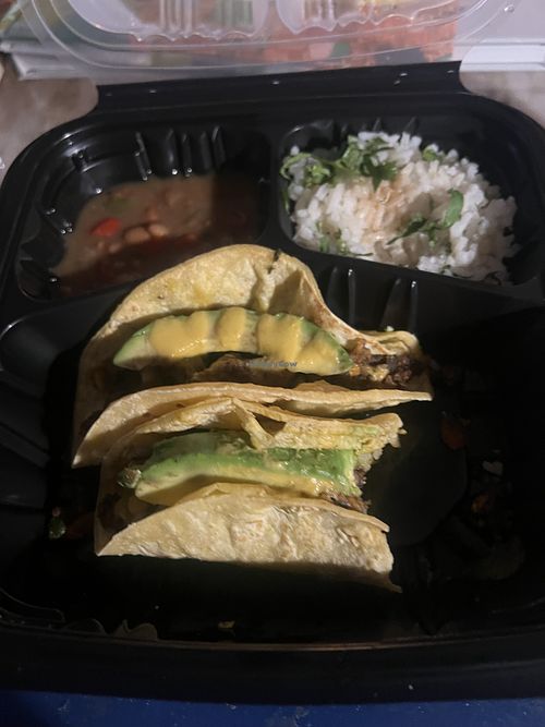 Quinoa tacos served with rice and beans  at Mesero - 12South, Nashville in Nashville