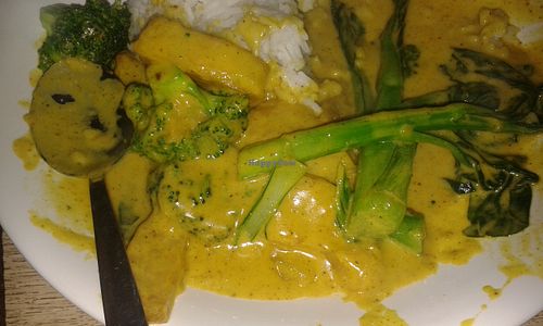 Veg curry & rice at Veggie Senses in Hong Kong Island