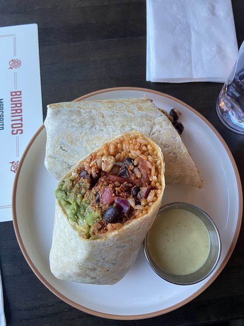 3 C’s burrito with chorizo seitan  at La Margarita Fletcher Place in Indianapolis