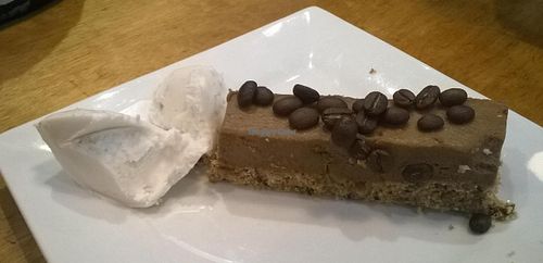 Cappuccino mousse pie with Nice Cream.  at Reality Bites Cafe in Rangiora