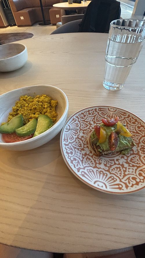 Tofu scramble, avocado toast  at Capital One Landing at DCA in Arlington