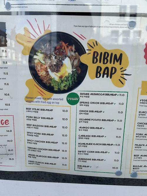Vegan menu options.  at Little Korea in London